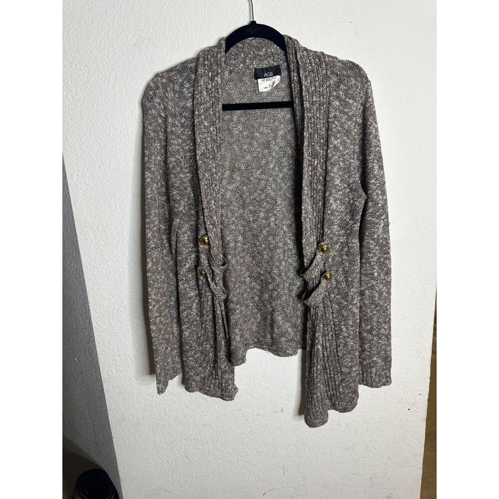 Vintage 90s Shimmery Gold Brown Cardigan USA Made Brass Button Flowy Long M